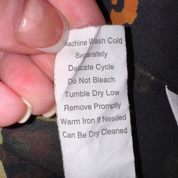 Cabi Multicolor Floral Cascade Ruffle and Tie Front Semi Sheer Top/Tunic-Medium - Picture 9 of 10